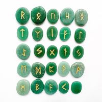 【CW】 NaturalAventurine CrystalStonesRunes Stones Set Reiki Healing Crystals Amulet Divination 25pcs