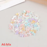 gou 20pcs Aurora Glitter สีสันผีเสื้อเล็บเครื่องประดับ DIY เรซิ่นเล็บสติ๊กเกอร์