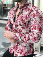 Mens Shirt Long Sleeve Hawaiian Social Luxury Button Up Cardigan Blouses Wholesale 2021Single Breasted Turn-down Collar Broad