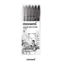 Monami plus pen 3000 set 6 pigment I ปากกาสีน้ำชุด 6 ด้ามโทนสีเข้ม