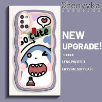 Chenyyka เคสสำหรับ Samsung A21s เคสการ์ตูนน่ารักลายฉลามใหม่มาการองคอลอว์คลื่นเคสมือถือกันกระแทกแบบใสนิ่มเคสโปร่งใสลายรูปซิลิกาเจลสำหรับป้องกัน