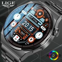 ZZOOI LIGE New Smart Watch Men AMOLED 390*390 HD Screen Always Display Time Fitness Bracelet Waterproof Stainless Steel Smartwatch Men