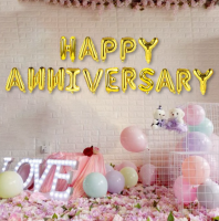 ?พร้อมส่งจากไทย?  ชุดลูกโป่งตัวอักษร HAPPY ANNIVERSARY 16ตัว ขนาด16นิ้ว มี2สี เงินกับทอง วันครบรอบ เซอร์ไพรส์แฟน ของขวัญแฟน