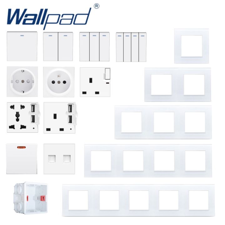 diy-glass-frame-wall-light-button-switch-power-socket-electrical-outlet-white-glass-pc-function-key-diy-free-s6-series-wallpad