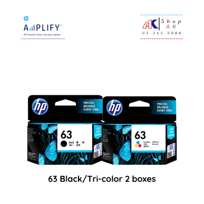 HP 63 Black/Tri-color F6U61AA,F6U62AA [อย่างละ 1 ตลับ] หมึกพิมพ์ตลับแท้ By Shop ak