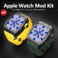 Hoyelo เคสนาฬิกาโลหะ + สายสำหรับ Apple Watch 8 7 6 5 4สายนาฬิกาข้อมือซิลิโคน40มม. 41มม. 44มม. 45มม. สำหรับ I Watch Series ชุดแต่งเคสอะลูมินัมอัลลอย SE