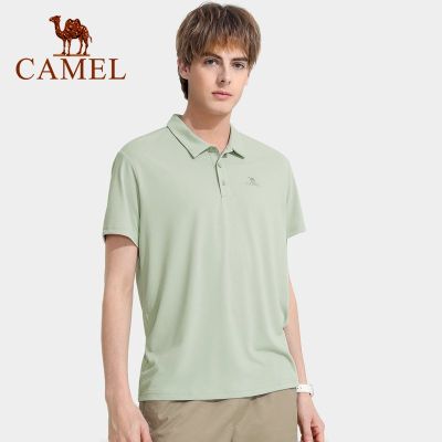 Cameljeans เสื้อยืดแขนสั้นผู้ชาย,เสื้อยืดโปโลระบายอากาศได้ดีลำลองปกแห้งเร็วยืดได้สำหรับฤดูร้อน