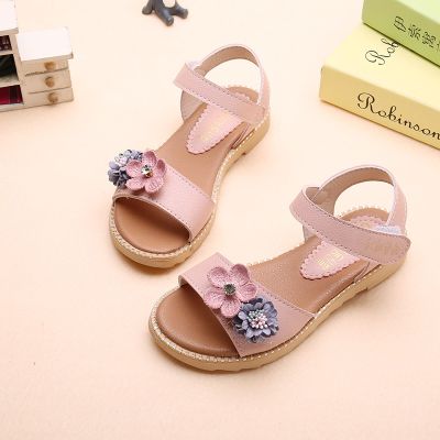 Summer Girls Sandals Fashion Flower Flat Heels Kids Beach Sandals Little Girl Shoes STQ016