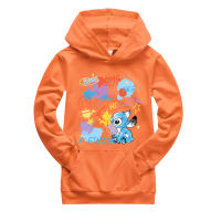 Stitch เด็ก65% Cotton + โพลีเอสเตอร์35% เส้นใย Sweatshirt เสื้อผ้าเด็กฤดูใบไม้ร่วงแขนยาวน่ารัก2-16ปีเด็ก Hoodie กับกระเป๋าเด็กหญิงเด็กชาย0000