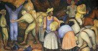 Diego Rivera ผู้หาประโยชน์จากผ้าใบพิมพ์ลายม้วนในภาพวาดที่มีชื่อเสียงหลอดศิลปะบนผนังตกแต่ง Xinch