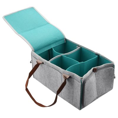 Diaper Caddy Organizer Baby Nursery Storage Basket with Zipper Lid and Leather Handle Baby Changing Bag