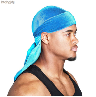 หมวกแถบคาดศีรษะกำมะหยี่หมวกโจรสลัดหางยาวหมวกคาดศีรษะ DU-RAG หมวกเคมีบำบัด Htqhgjdg