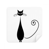 ✇ Lovely Black Cat Lover Animal Art Outline Glasses Cloth Screen Cleaner Suede Fabric 2 Pack