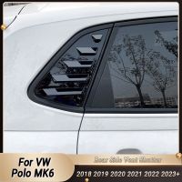 ABS Car Rear Window Shutter Cover For VW Polo MK6 2018-2023+ Gloss Black Stickers Louver Decoration Modified Essories