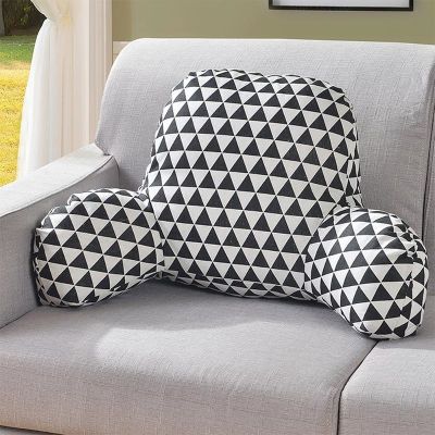▫♦ Pillow Back Cushion with Arm Support Bed Reading Rest Waist Chair Car Seat Sofa Rest Lumbar Cushion Cotton Linen Plush Fabric