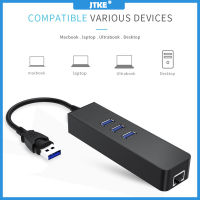 JTKE USB Gigabit อะแดปเตอร์อีเธอร์เน็ต3พอร์ต USB 3.0 HUB USB เป็น Rj45การ์ดเครือข่าย Lan 10/100 Mbps สำหรับ Macbook Mac เดสก์ท็อป