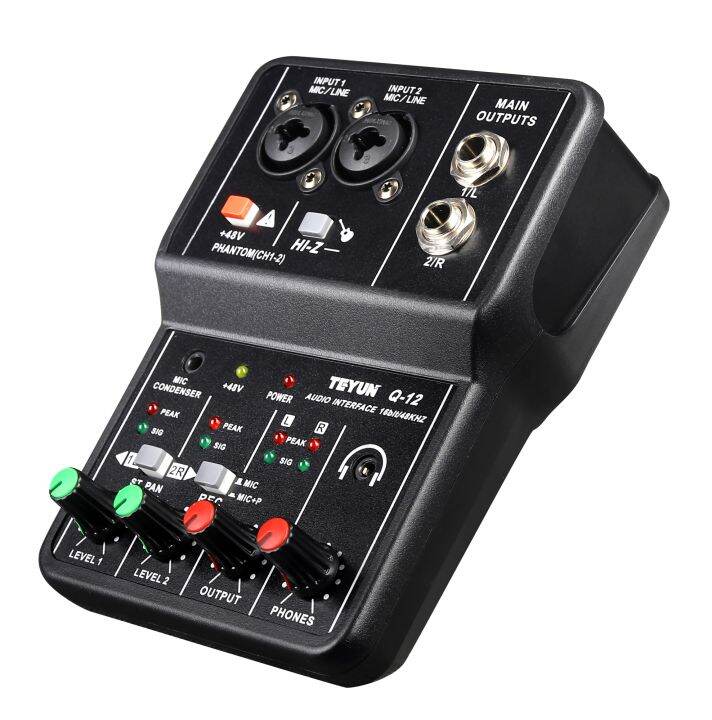 teyun-บอร์ดโต๊ะคอนโซลเครื่องผสมเสียงการ์ดเสียง-q-12-อินเทอร์เฟซสำหรับระบบ4ช่อง48โวลต์พาวเวอร์สเตอริโอ-ปลั๊ก-us