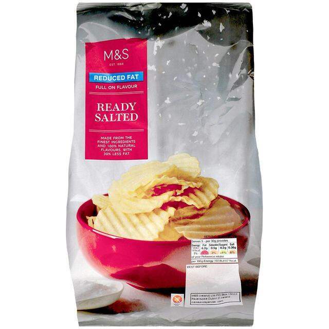 M&S Reduced Fat Ready Salted Crisps 150g x1 Marks and Spencer Gluten