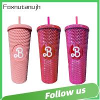 FOXNUTANUJH พร้อมหลอดดูด ขวดน้ำหลอด ภาพยนตร์บาร์บี้ Barbiee Studded Tumbler ถ้วยบาร์บิสีชมพู Bling Bling อุปกรณ์ปาร์ตี้ตุ๊กตาบาร์บี้ ถ้วยเครื่องดื่มแก้ว ฟิตเนสท่องเที่ยว