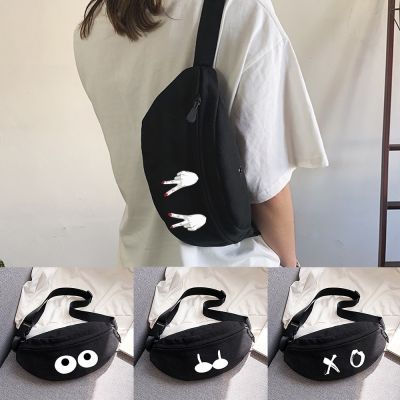 Waist Bag Fashion Shoulder Chest Bags Simple Canvas Cartoon Printing Casual Men and Women Outdoor Sports Youth Travel Fanny Pack Running Belt