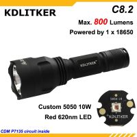 KDLITKER C8.2สีแดง620Nm 800ลูเมนไฟฉาย LED การล่าสัตว์ตั้งแคมป์-ดำ (1X18650)