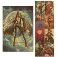 Bayonetta ภาพประกอบโปสเตอร์เกม Retro Wall Decor 30X45ซม. เหมาะสำหรับบ้านอินเทอร์เน็ตคาเฟ่และบาร์ Vintage BrownCanvas สไตล์ Wall โปสเตอร์ Jeanne