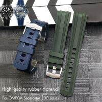 20mm 21mm 19mm High Quality Fluorous Rubber Silicone Watchband for Omega Seamaster 300 Black Blue Green Soft Diving Strap