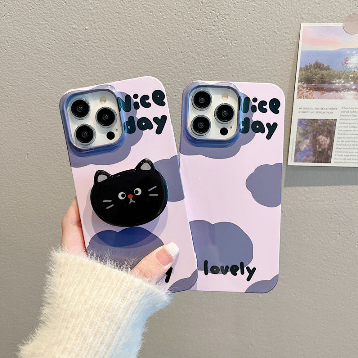 เคสโทรศัพท์-cloud-cat-สำหรับ-iphone13promax-เคส-filling-ใหม่สำหรับ-iphone14pro-black-cat-holder-สำหรับ-iphone12-cartoon-purple-case-สำหรับ-iphone11promax