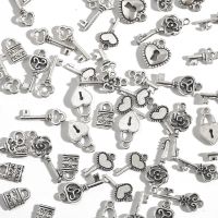 Antique Silver Plated Key Lock Love Charm Pendants for celet Necklace Accessories Diy Jewelry Making Handmade