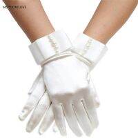 ▫♣ Matte Satin Wrist Length Wedding Bridal Gloves Full Fingers Women Gloves For Cosplay Party Prom Performance Fast Shipping Cheap