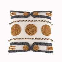 Boho Style Cushion Cover Cotton Pillow Cover Coffee Loop Tufted for Home Decoration Natural Living Room Sofa