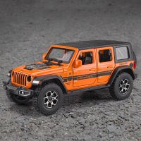 รถ Diecast Wrangler Rubicon อัลลอยด์1:32โมเดลโลหะไฟจำลองรถลากออฟโรดของขวัญสำหรับเด็กยานพาหนะ