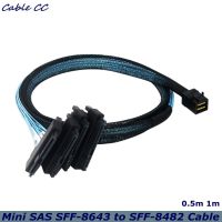 0.5ม. 1ม. ใหม่ Sff 8643ถึง4 Sff 8482 Mini Sas 3.0 Hd ถึง4 29pin ตัวเชื่อมต่อ Sff 8482กับ Sas 15pin พอร์ตไฟ12กิกะไบต์/วินาที