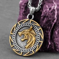 Vikings Odin Wolf Head Necklace Mens Stainless Steel Hip Hop Tree of Life Symbol Pendant Necklace Punk Biker Jewelry Wholesale Fashion Chain Necklace