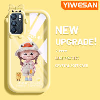 YIWESAN เคสสำหรับ OPPO Reno 6 5G Reno 6 Pro 5G 6Z Reno 5G เคสการ์ตูนน่ารักหมวกเด็กผู้หญิงกันกระแทกหลากสีใหม่เคสโทรศัพท์โปร่งใสซิลิโคนนิ่มน่ารักเคสป้องกันเลนส์กล้องถ่ายรูปลายสัตว์ประหลาดน้อยสุดสร้างสรรค์