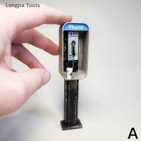 Longjia Tools โทรศัพท์สาธารณะแบบอเมริกันขนาดเล็กในระดับ1:12บ้านตุ๊กตาสไตล์วินเทจเฟอร์นิเจอร์บูธโทรศัพท์โมเดลอุปกรณ์ตกแต่ง