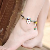 New Sea Shell Flowers ethnic anklets chains red stonenew Aventurine foot chainsfashion glass glazed vintage anklets