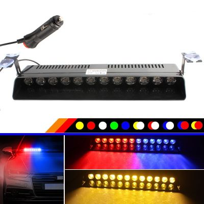 【CW】 12V 12W Car Strobe Flashing Lights Lamp 12LED Red/Blue/Yellow/White Color Led Flasher Emergency Warning