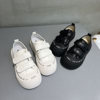 Velcro Mary Jane Shoes Letters Raise the Bottom Womens Shoes White Shoes Breathable Soft Bottom Summer and Autumn Student Board Shoes