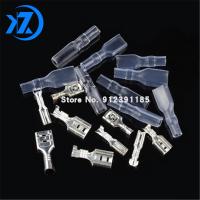 100pcs/50pcs Female Spade Connector 2.8 /4.8 /6.3 Crimp Terminal with Insulating Sleeves For Terminals 22-16AWG