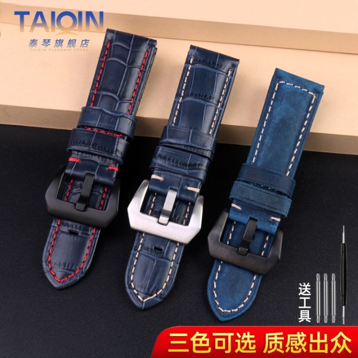 suitable-for-panerai-panerai-watch-strap-genuine-leather-male-pam688-441-blue-watch-with-accessories-24-26mm