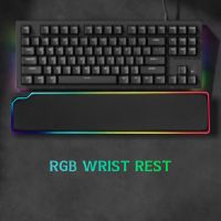 ส่วนที่เหลือข้อมือแป้นพิมพ์ RGB ตามหลักสรีรศาสตร์โฟมจำรูปนุ่มรองรับแผ่นรองข้อมือบรรเทาอาการปวดมือเหมาะสำหรับการเล่นเกม/การใช้งานในสำนักงาน