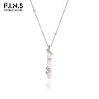 F.I.N.S Pure S925 Sterling Silver Toothpick Baroque Pearls Pendant Necklace Elegant Bead Chain Clavicle Fine Jewelry Accessories