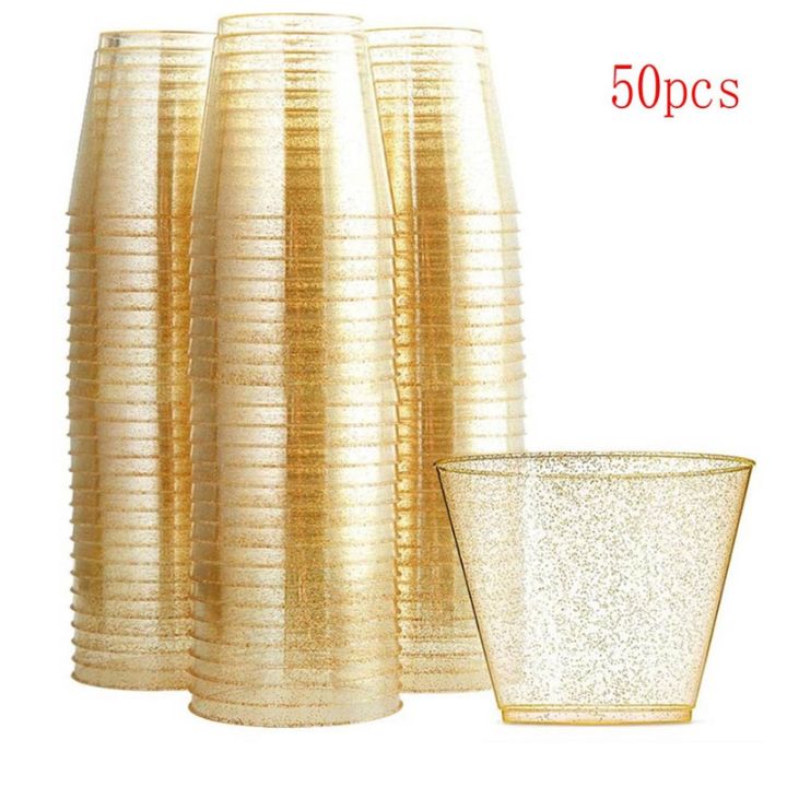 gold-plastic-cups-clear-plastic-wine-glasses-fancy-disposable-hard-plastic-cups-with-gold-glitter-for-party-cups