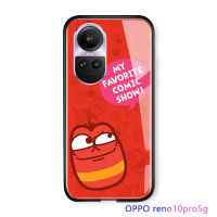 Serpens เคสสำหรับ OPPO Reno10 Pro 5G,เคสกระจกนิรภัยมันวาวสีแดงการ์ตูน3D หรูสำหรับเด็กผู้หญิงตัวอ่อนเกาหลี