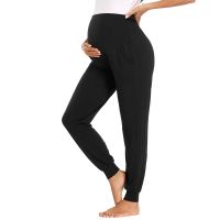 Womens Maternity Fold Over Comfortable Lounge Pants Pregnancy Clothes Super Soft Jogger Sweatpants With Pockets