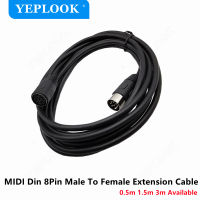 MIDI Din 8Pin ชายกับหญิงลำโพงระบบเสียงไมโครโฟนสายเคเบิลสัญญาณควบคุมสายเคเบิล8pin-8pin ส่วนต่อขยายสายเคเบิล0.5เมตร1.5เมตร3เมตร