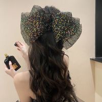 VANIKA New fish scale sequins large bow hair clip ladies fashion mesh ponytail clip  Floral Hairpin Headwear Hair Accessories