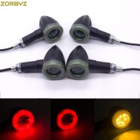 ZORBYZ 4X Universal Black Motorcycle LED Amber Lamp Turn Signal Rear Brake lights Indicators