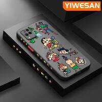 เคส YIWESAN สำหรับ Infinix Hot 10S Hot 10S NFC Hot 10T Case Crayon Shin-Chan เคสมีน้ำค้างแข็งโปร่งใสแข็งด้านข้างลายขอบสี่เหลี่ยมกล้องปลอกซิลิโคนกันกระแทกเคสนิ่ม